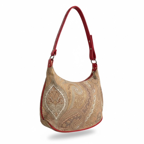 ETRO Profumi Tan Red & Gray Paisley Shoulder Bag - Picture 8 of 9